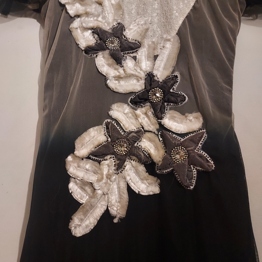 Vintage 90's Y2K embroidered sparkle feather midi dress ~ tunic - Picture 12 of 16
